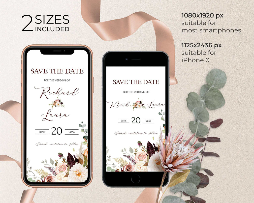 LPE0271 Rustic Digital Save the Date Template, Fall Electronic Save our Date , Mobile Sms Invite, Instant Download | Autumn