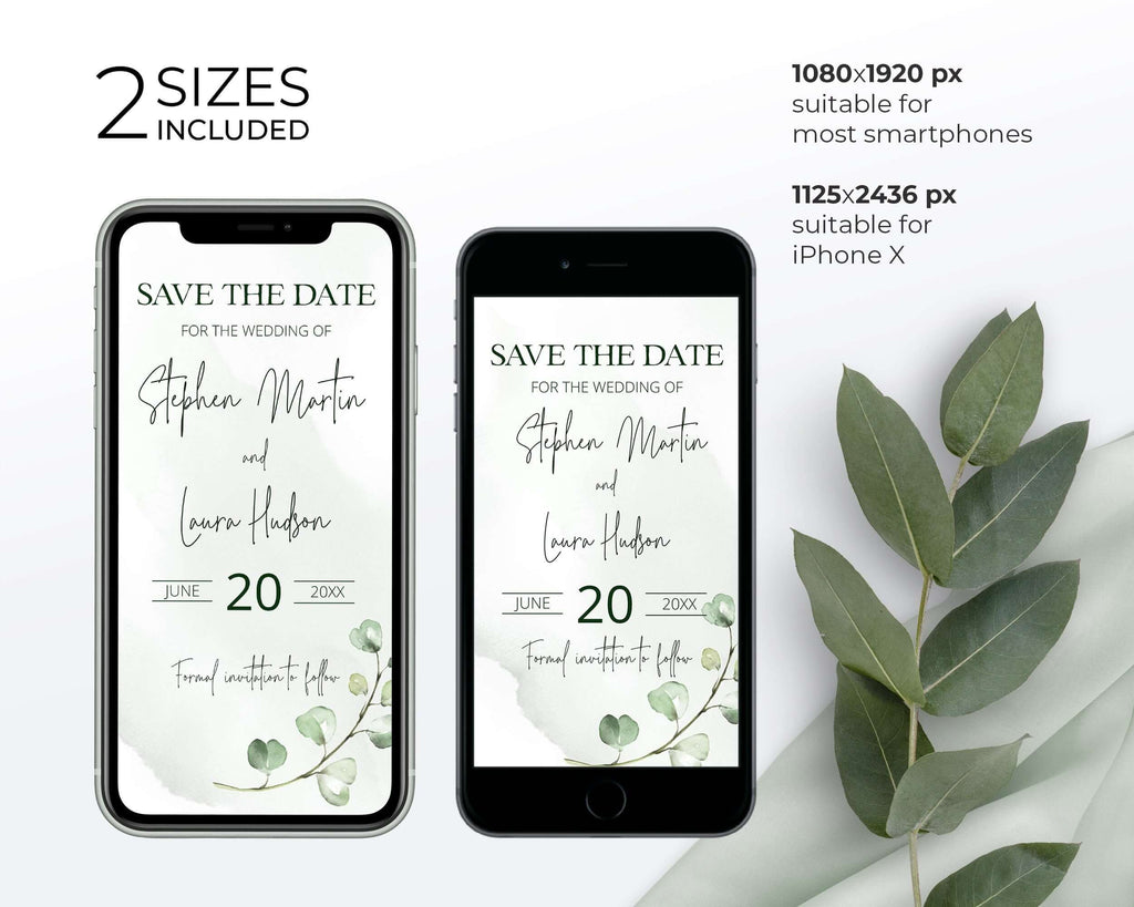 Online Save the Date Template, Sage Green Modern Wedding Evites