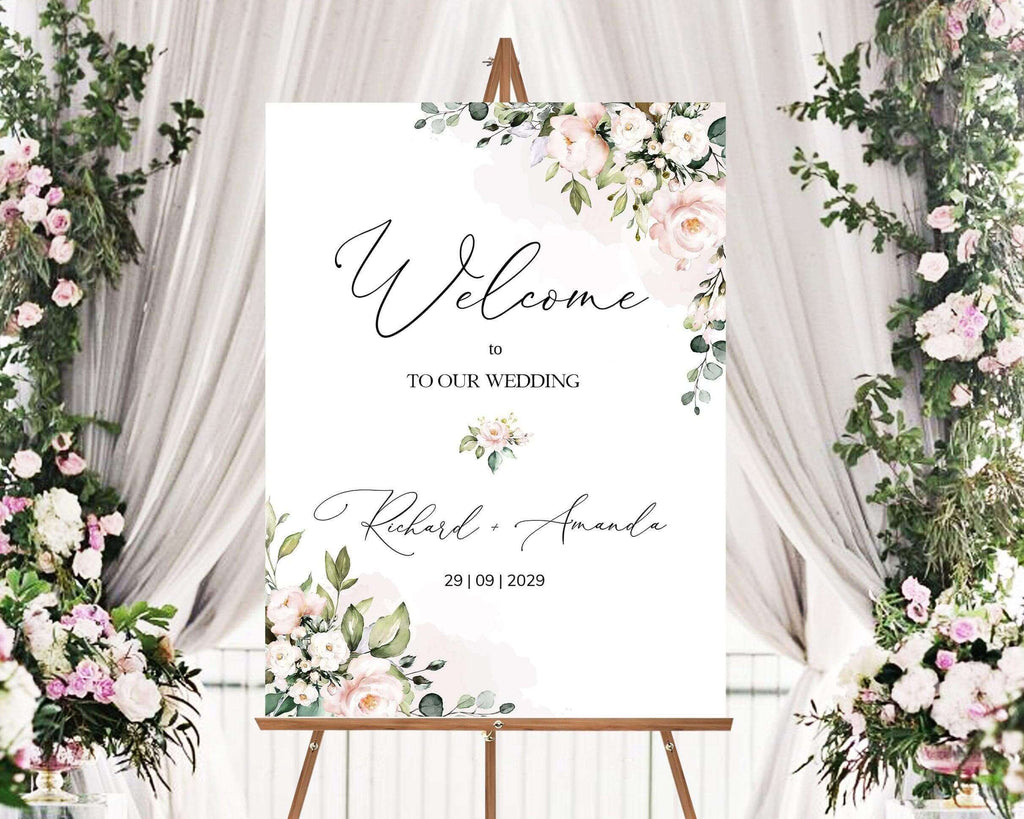 LPE0001 Welcome Sign | Blush Pink DIY Wedding | Editable Printable Template