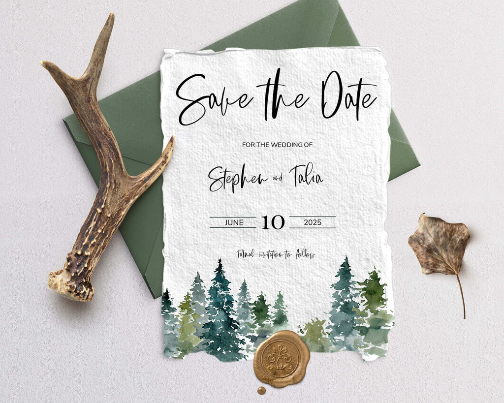 LPE0010 Save The Date Template Rustic Nature Wedding Editable DIY Printables