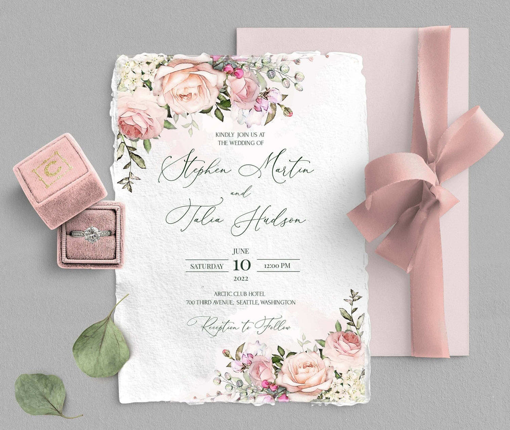 LPE0014 Wedding Invite  | Evite | Blush Pink Wedding | DIY Editable Templates