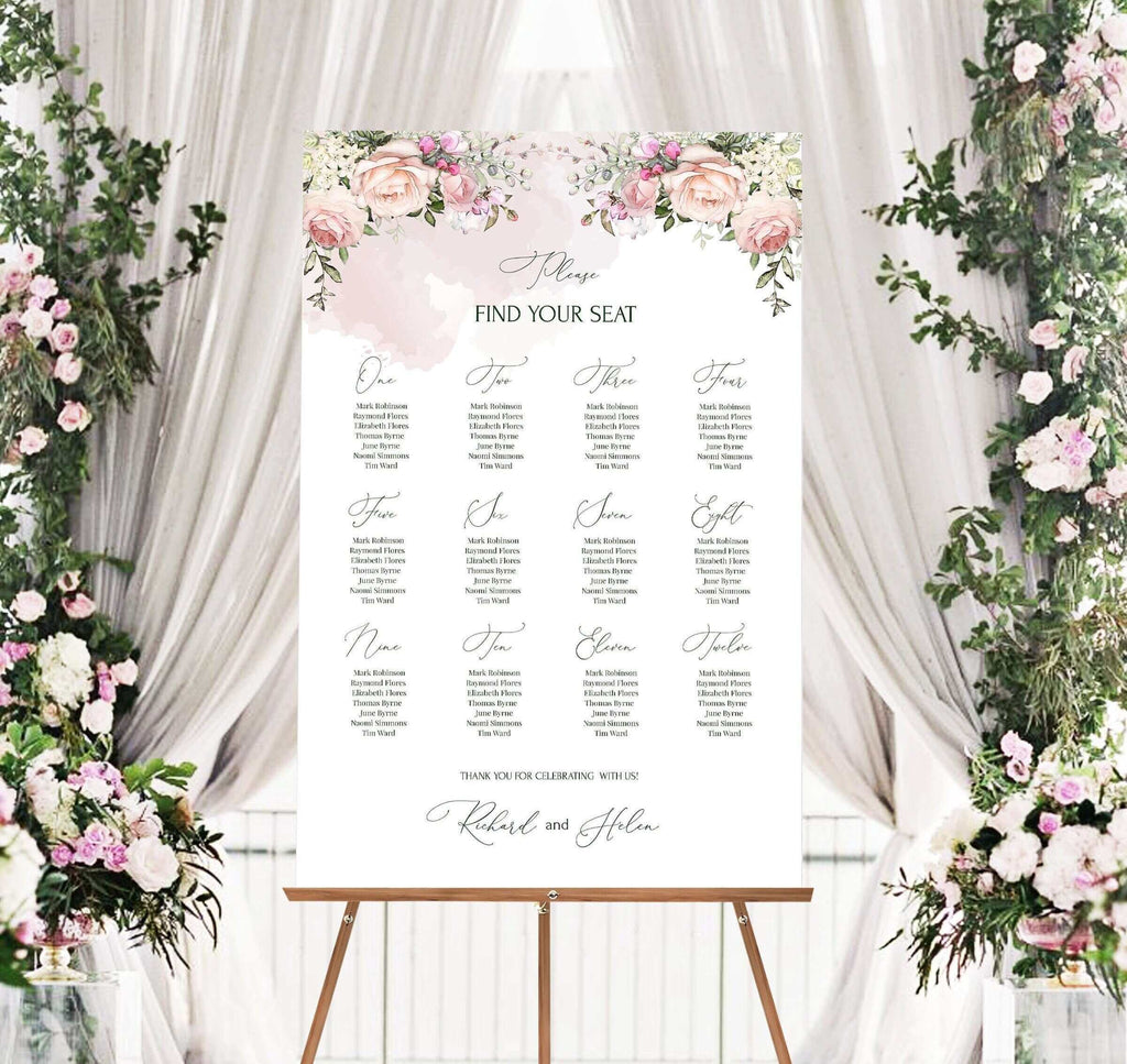 LPE0043 Seating Chart Template | Blush Pink Wedding | Editable Printables