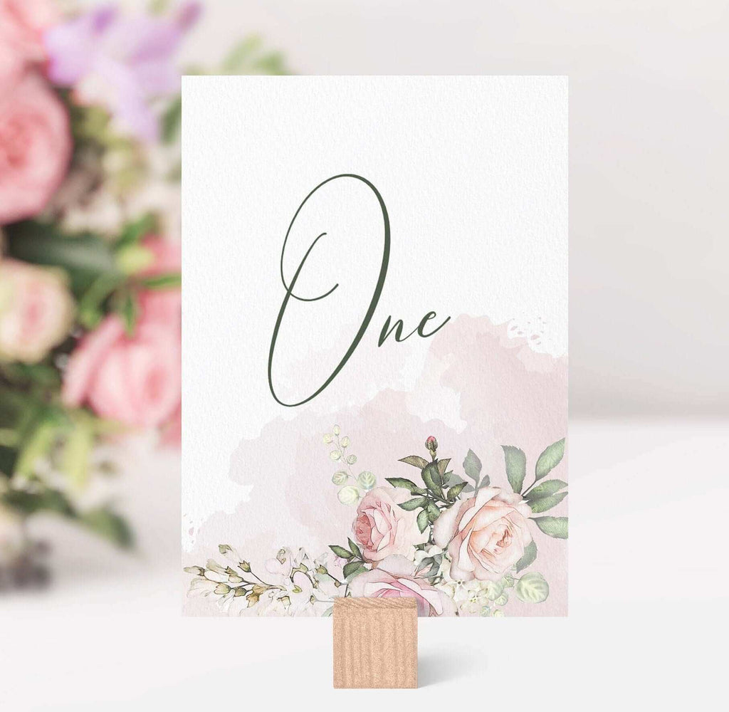 LPE0072 Table Number Template | Blush PInk Floral Wedding | DIY Printables