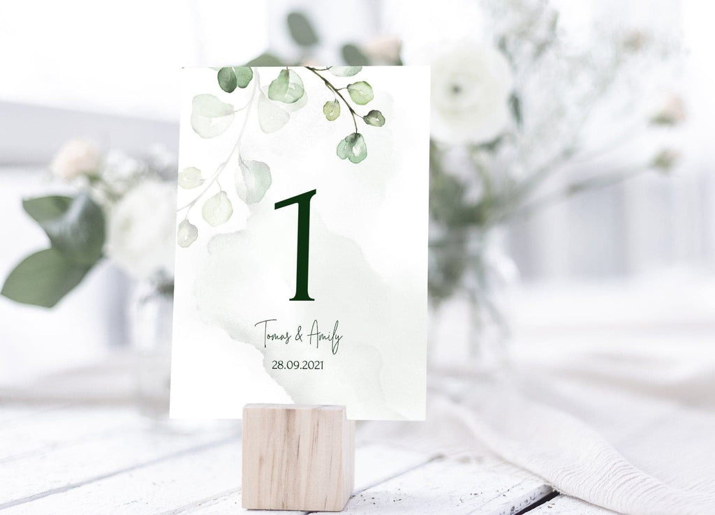 LPE0117 Table Number Card | Green Modern Wedding | Editable DIY Printables