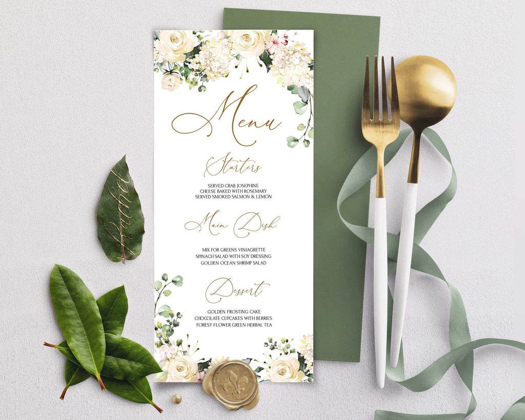 LPE0120 Wedding Menu Template | Creamy Rose | Editable DIY Printable