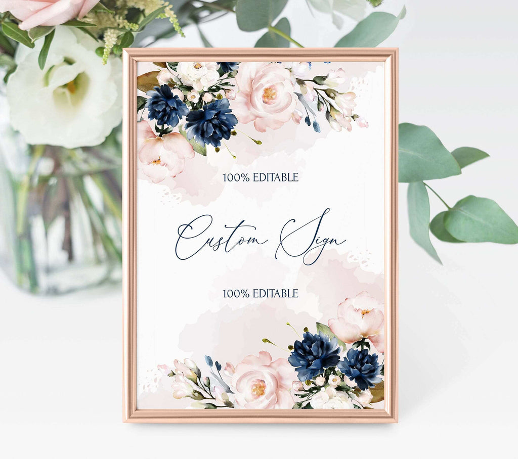 LPE0144 Gifts and Cards Sign | Navy Blue and Pink | DIY Wedding | Printables