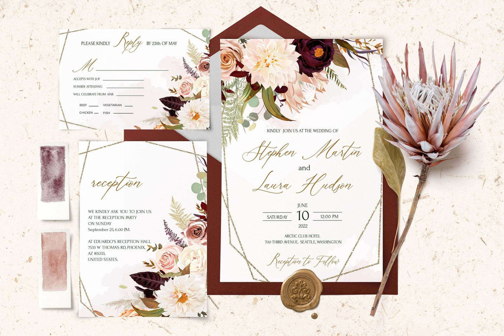LPE0211 Wedding Stationery Bundle | Earthy Rustic | Editable Templates