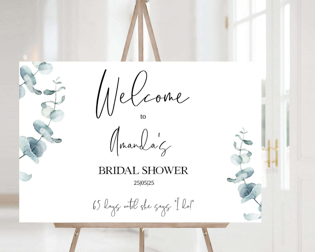 LPE0221 Bridal Shower Sign | Welcome | Eucalyptus Wedding | Editable Signage