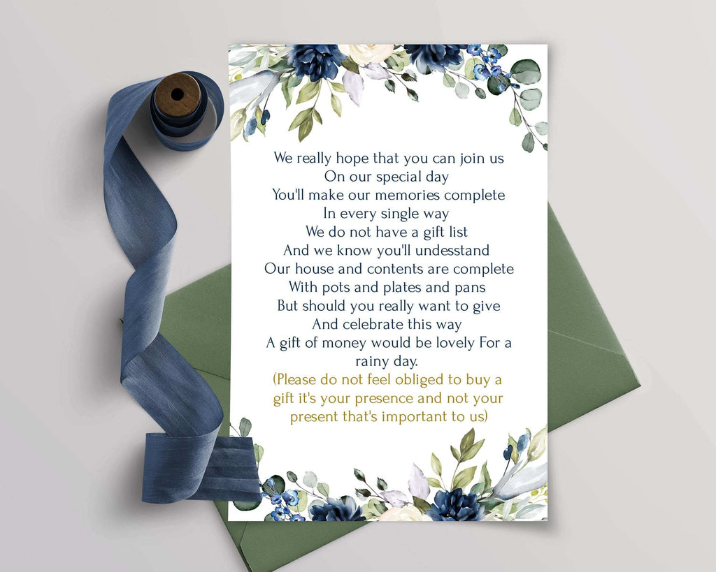 LPE0227 Gifts and Cards Sign | Navy Blue Eucalyptus | DIY Wedding | Printables