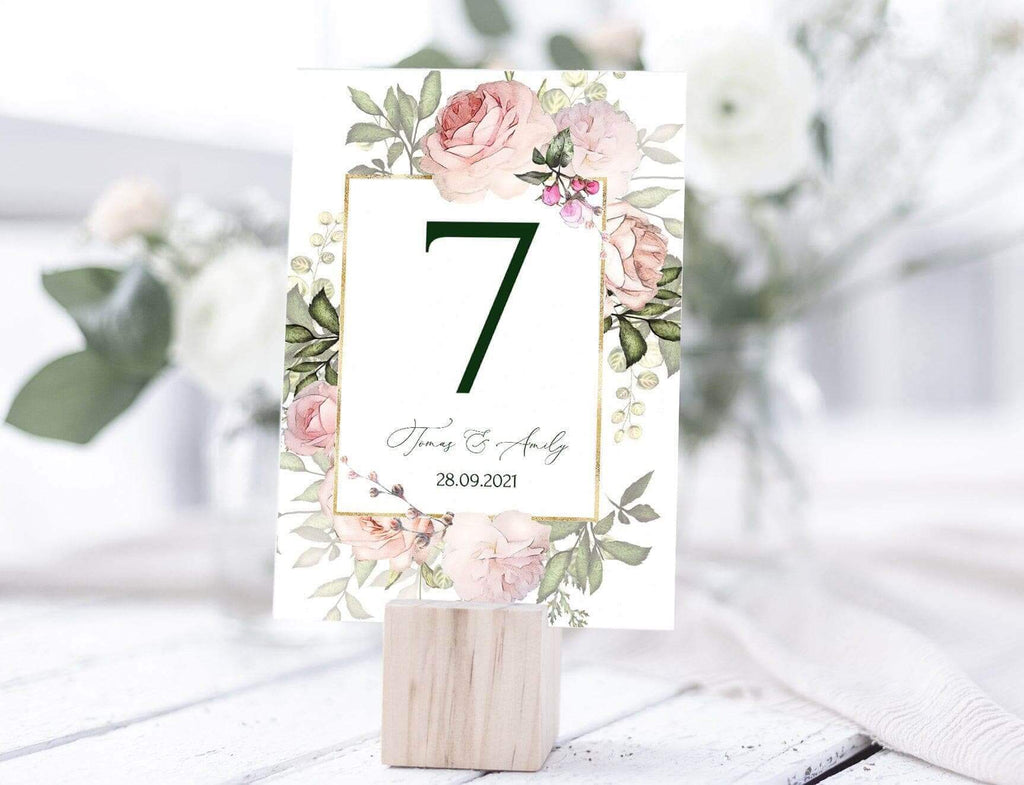LPE0241 Table Number Template | Blush Pink Floral Wedding | DIY Printables