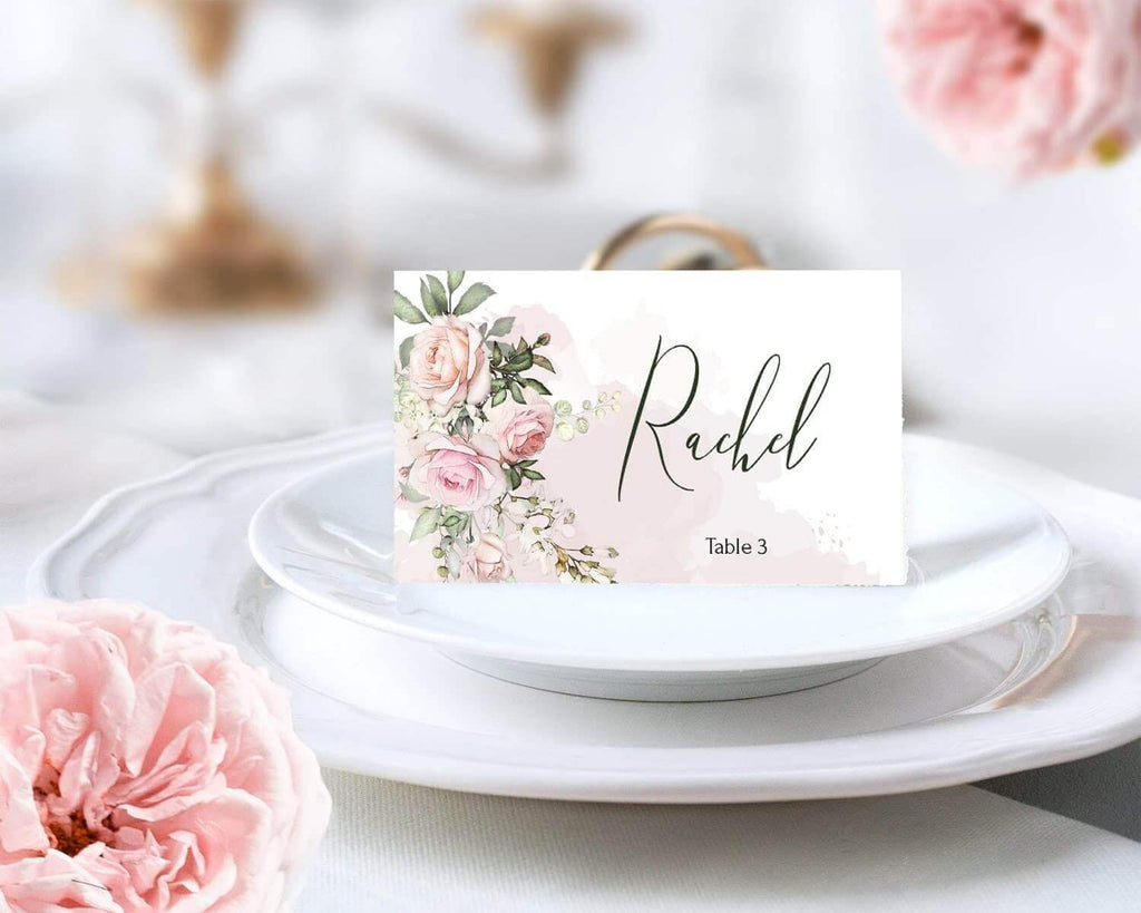 LPE0255 Escort Cards Wedding | Blush & Pink Flowers | Editable DIY Printables