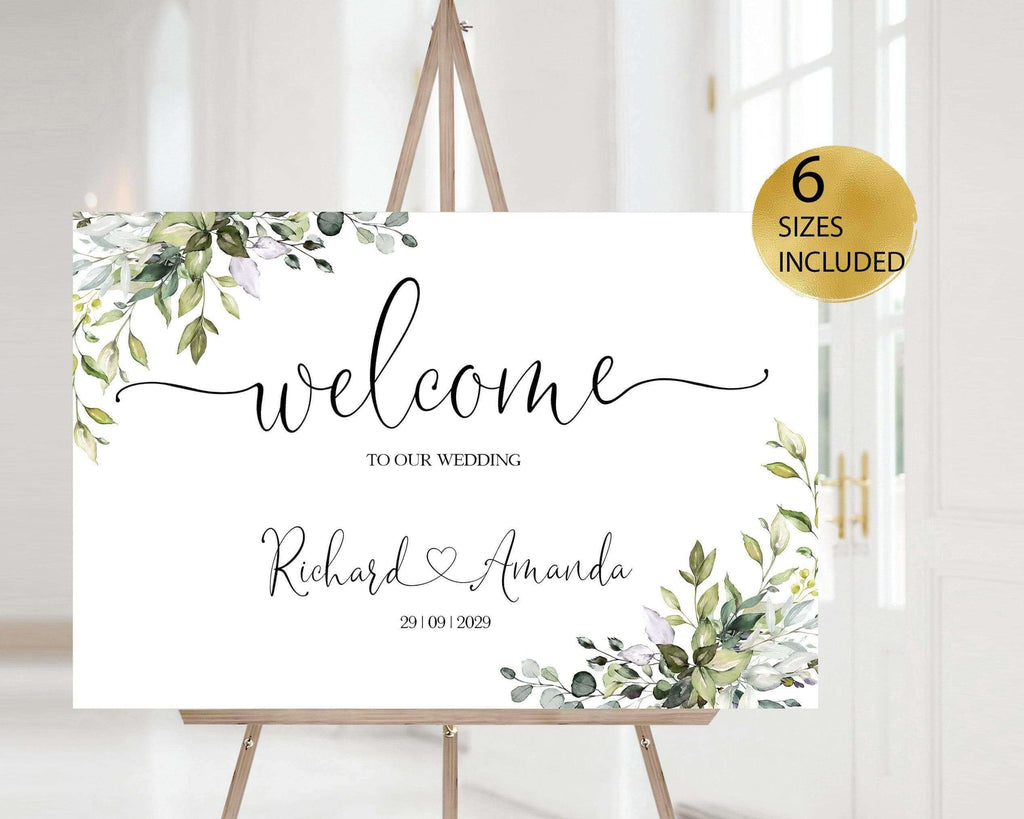LPE0273 Wedding Welcome Signs | Eucalyptus Green Wedding | Editable Printable