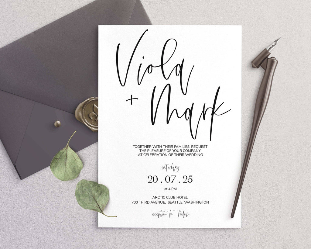 LPE0277 Minimalist Wedding Invitation Card | Editable DIY Printable