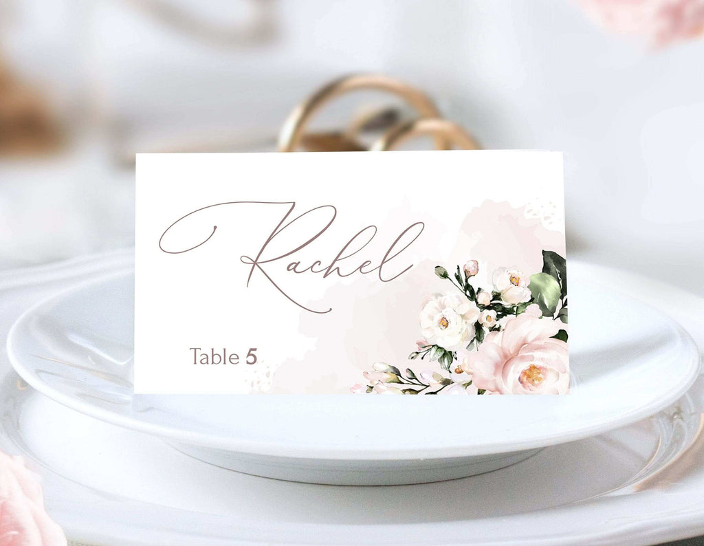 LPE0299 Soft Blush Pink Place Card and Tent Card Editable DIY Printables
