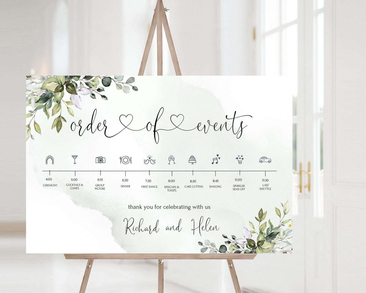 Order Of Events Wedding Sign