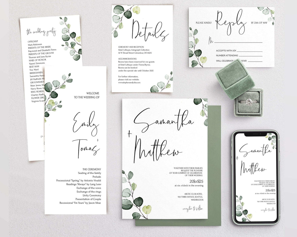 LPE0331 Wedding Invitation Suite | Modern Wedding | Editable DIY Printables