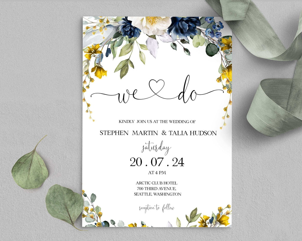 LPE0332 DIY Wedding Invites | Spring Flowers Wedding | Editable Printables