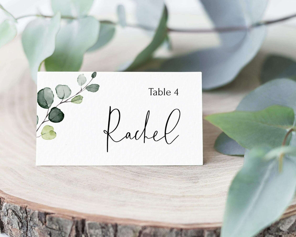 LPE0335 Eucalyptus Wedding Table Seat Card, Modern DIY Wedding Printables