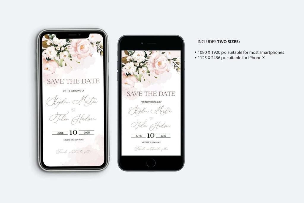 LPE0349 Digital Save the Date Invite | Blush Pink Floral | Wedding Printables