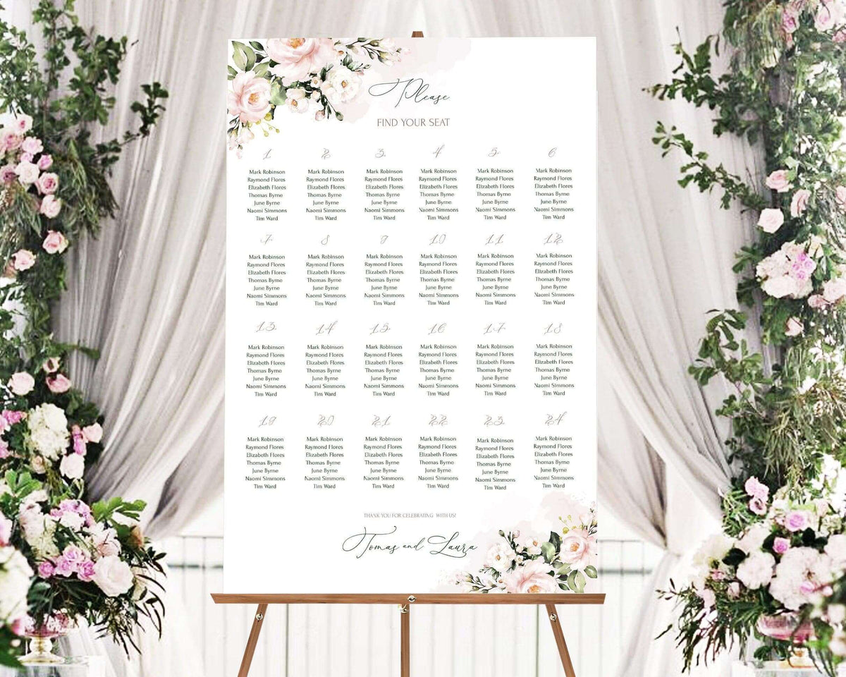 Wedding Seating Chart Banner | Soft Blush Pink Wedding | DIY Printable