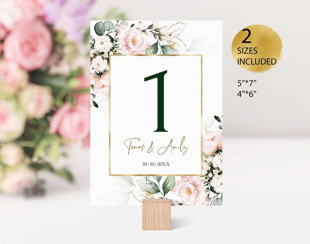 LPE0383 Wedding Table Number | Blush Pink Wedding | Editable DIY Printables