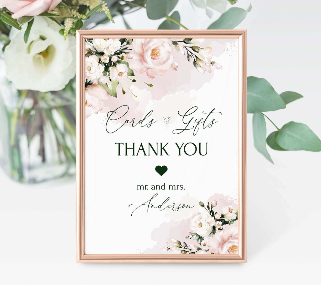 LPE0384 Gifts and Cards Sign | Blush Pink Wedding | Editable Templates