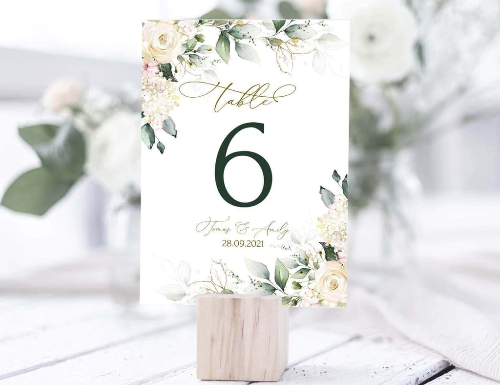 LPE0406 Table Number Card | DIY Wedding | Creamy Rose | Editable Printable