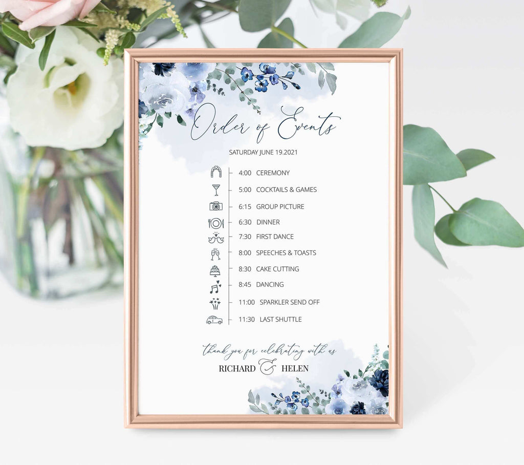 LPE0430 Order of Events Wedding / Timeline | Dusty Blue | DIY Printables