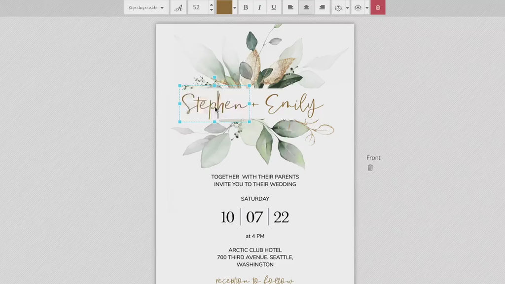 ISABELLA | Eucalyptus Digital Invitation Bundle | Greenery & Gold Design | INSTANT Download