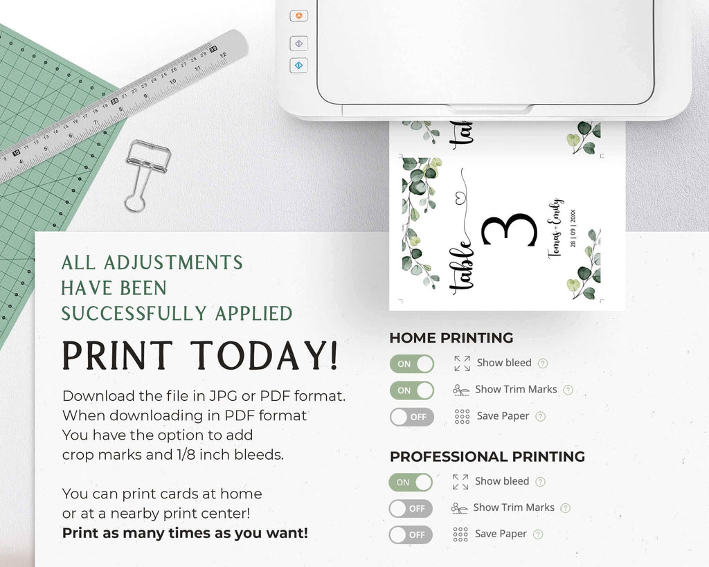 Editable Table Numbers, Sage Eucalyptus & Calligraphy, DIY Printables