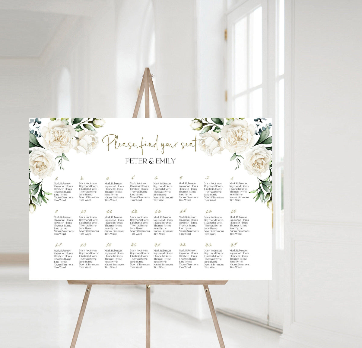 Ivory Wedding Seating Chart with Cream Florals | DIY Bride Inspo ...