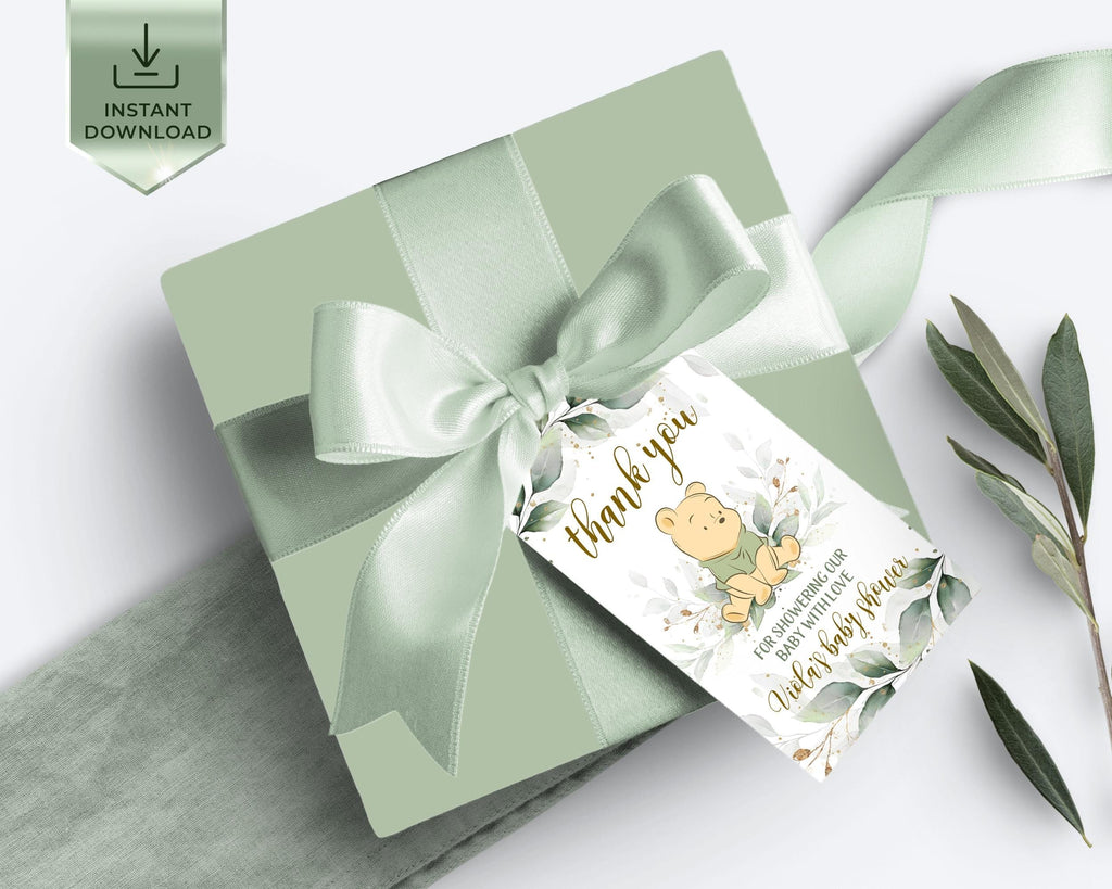 Winnie the Pooh Baby Shower Favor Tags: Printable Thank You Template (Digital Download)