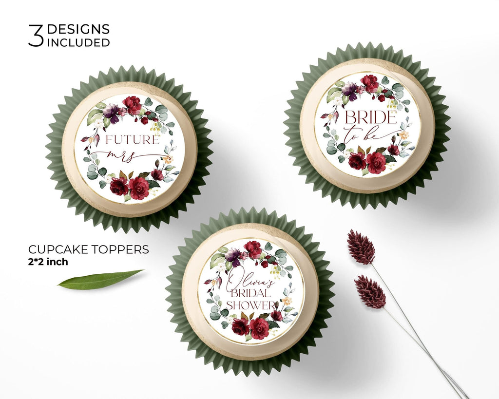 Soft Pink and Burgundy Wedding Tags Template, Burgundy Fall Flowers Wedding Tag Download, Floral, Editable, Printable Diy