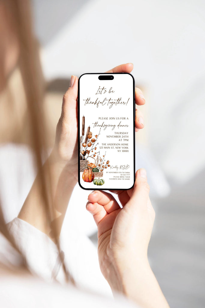 thanksgiving digital invitation template, pumpking electronic invitation