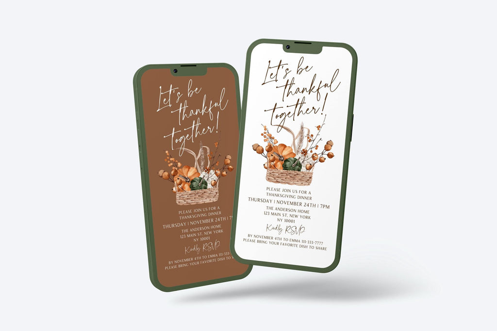 Thanksgiving Dinner digital Invitation | Pumpking Thanksgiving Feast Electronic Invitation Template Fall Invitation dinner party BP700