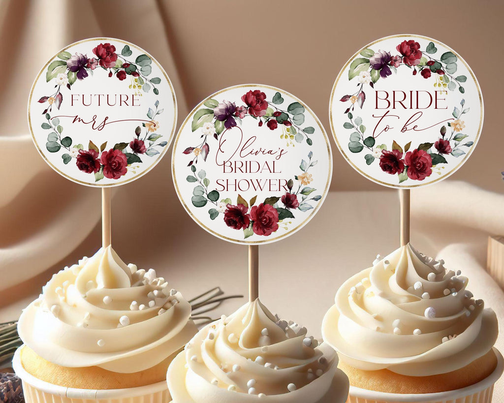 Soft Pink and Burgundy Wedding Tags Template, Burgundy Fall Flowers Wedding Tag Download, Floral, Editable, Printable Diy