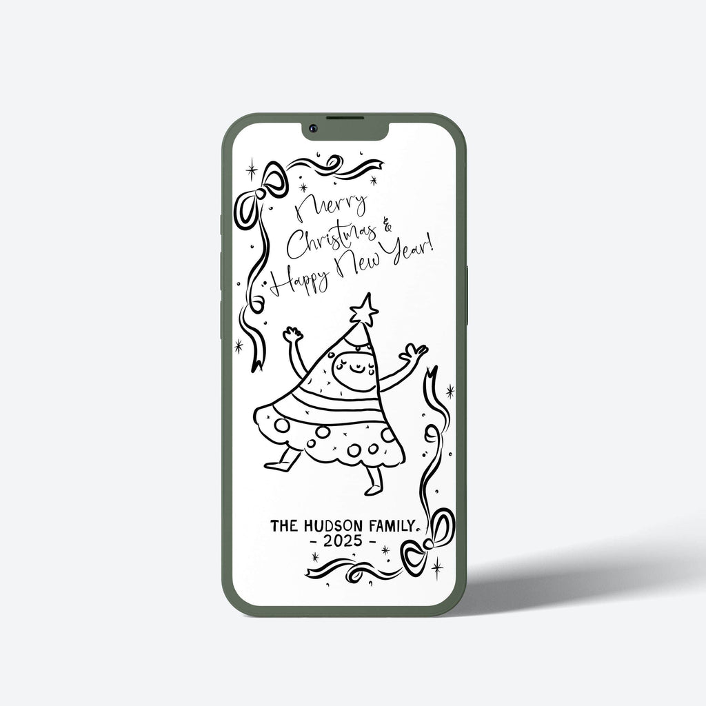 Phone case with Christmas design and text on a white background