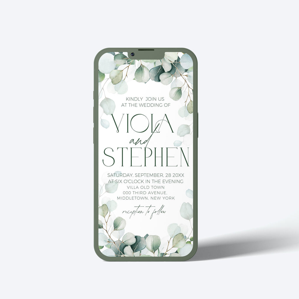 Sage Greenery Wedding Invitation Template (Digital Download)