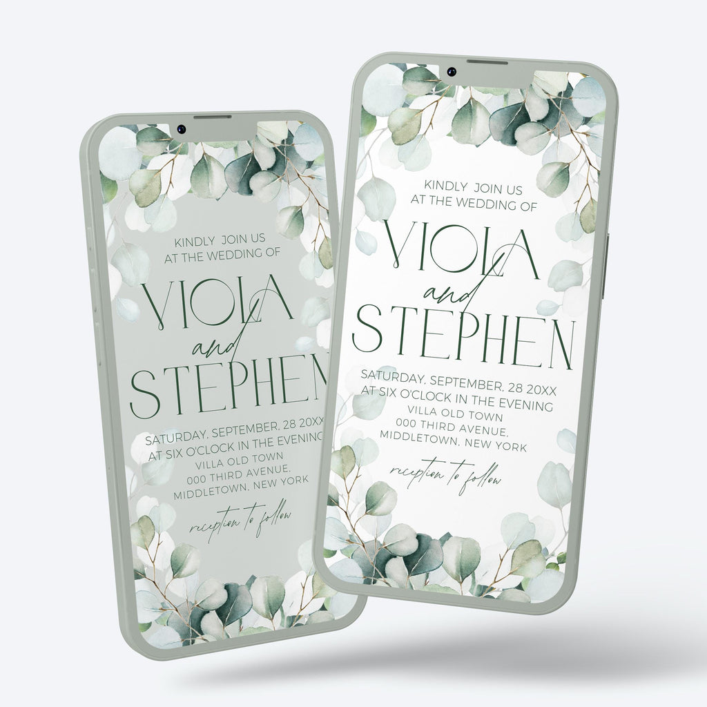 Sage Greenery Wedding Invitation Template (Digital Download)