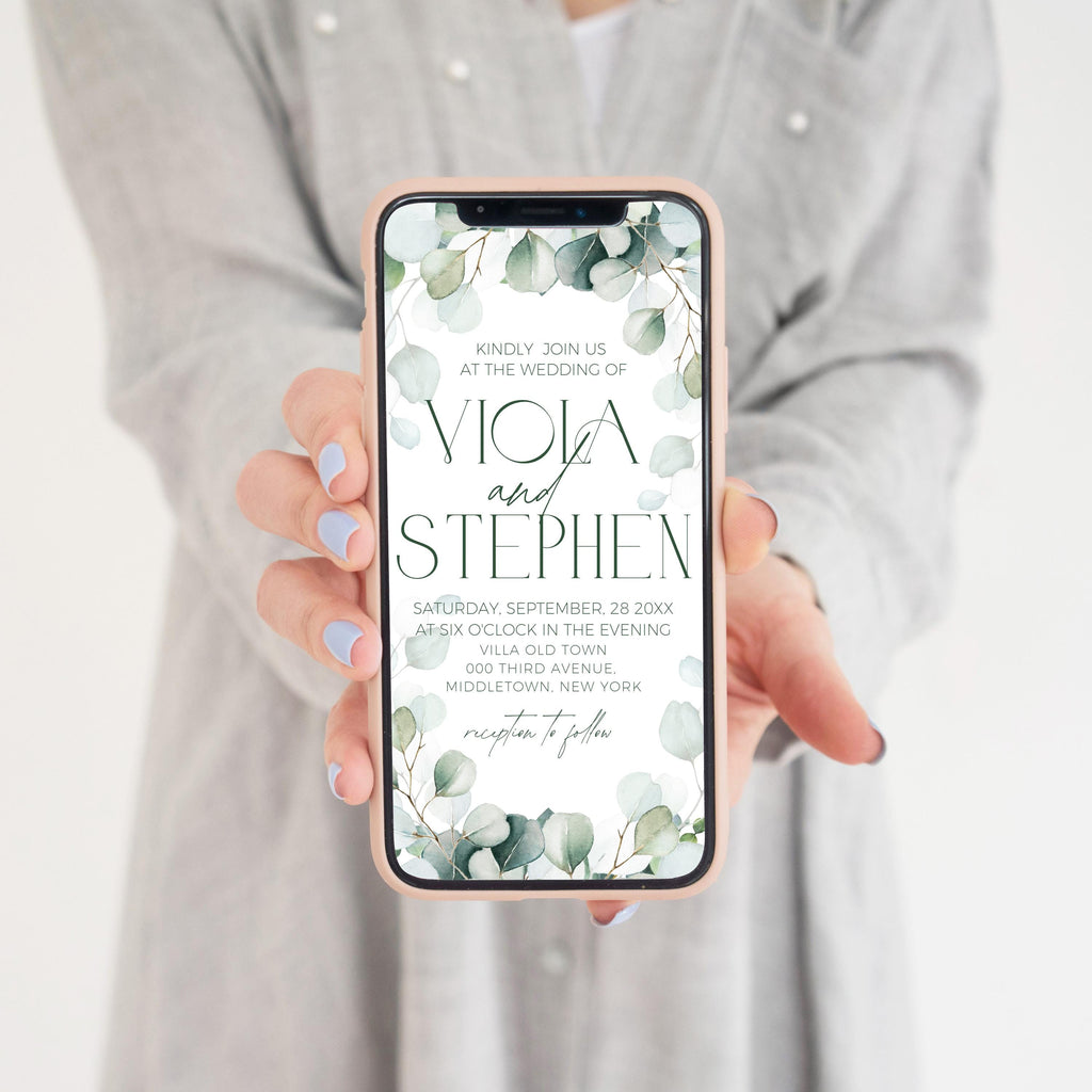 Sage Greenery Wedding Invitation Template (Digital Download)