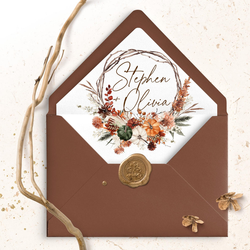 pumkin envelope liner, fall liner, burn orange liner