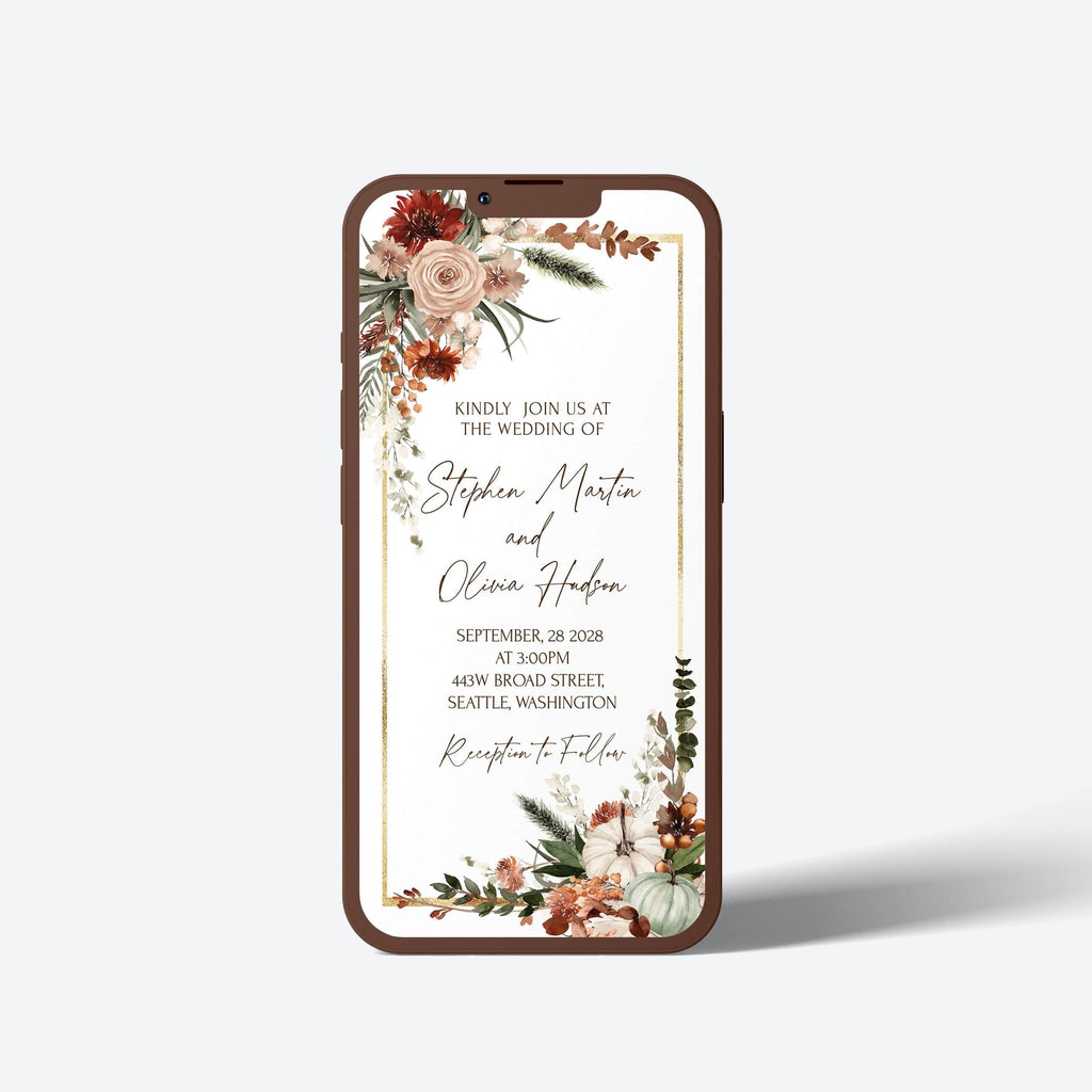 pampkin wedding digital invitation