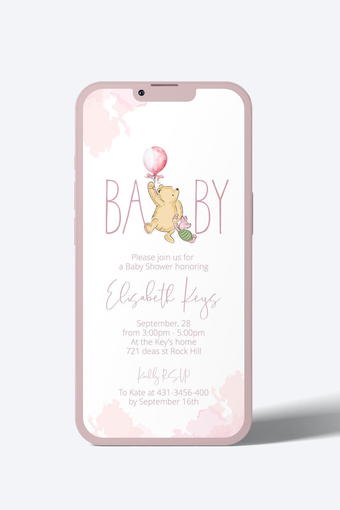 winnie the pooh baby shower electronic invitation