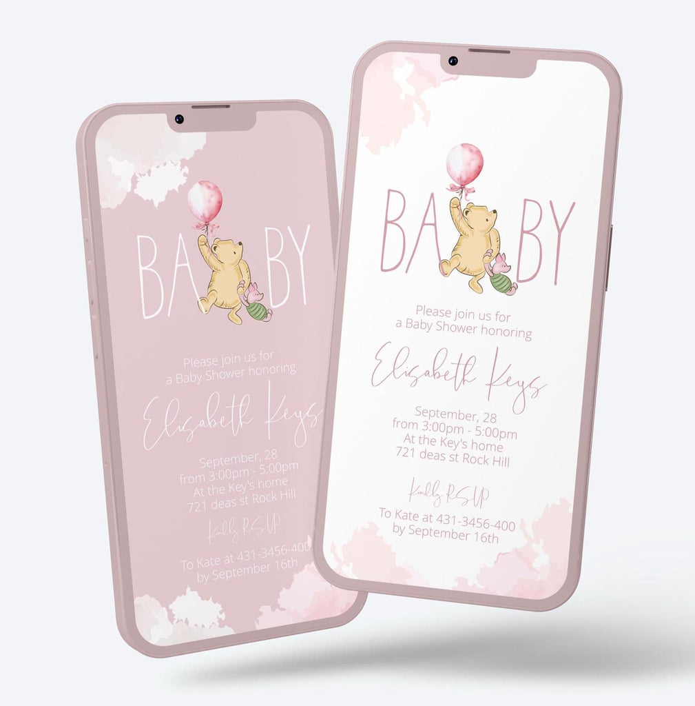 Pink baby shower digital  invitation template