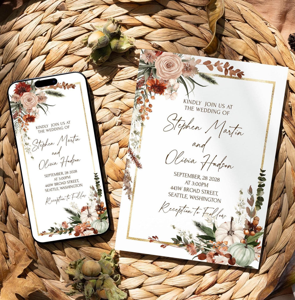 fall wedding invitation template