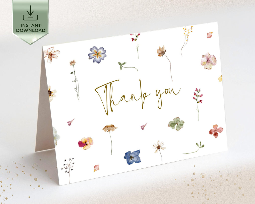 Wildflower Wedding Thank You Card Template: Floral Printable (Editable Design)