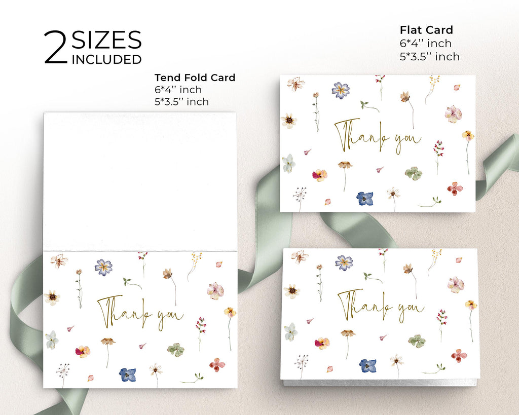 Wildflower Wedding Thank You Card Template: Floral Printable (Editable Design)