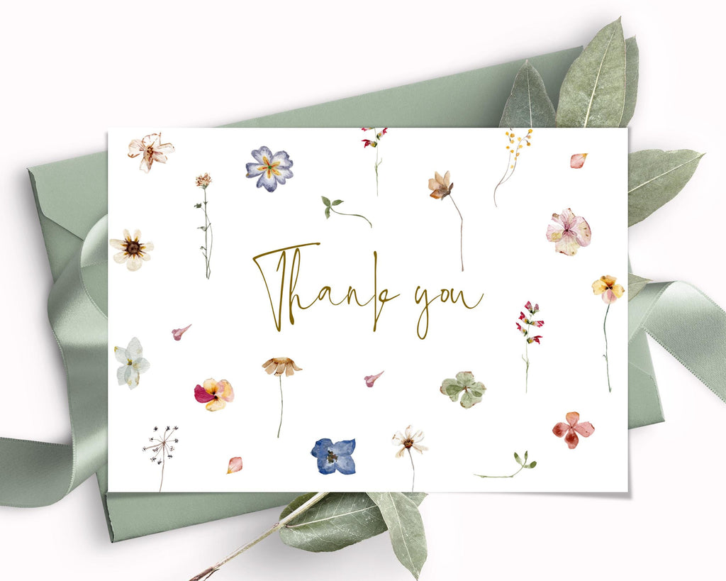 Wildflower Wedding Thank You Card Template: Floral Printable (Editable Design)
