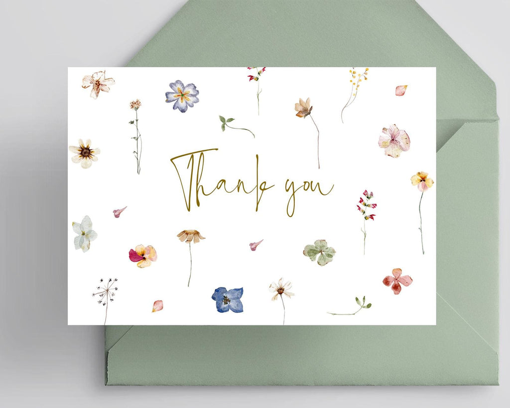 Wildflower Wedding Thank You Card Template: Floral Printable (Editable Design)