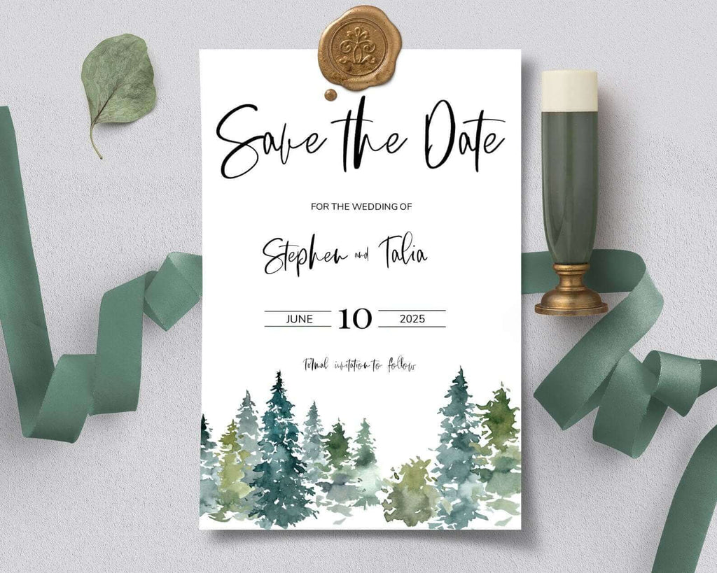 LPE0010 Save The Date Template Rustic Nature Wedding Editable DIY Printables